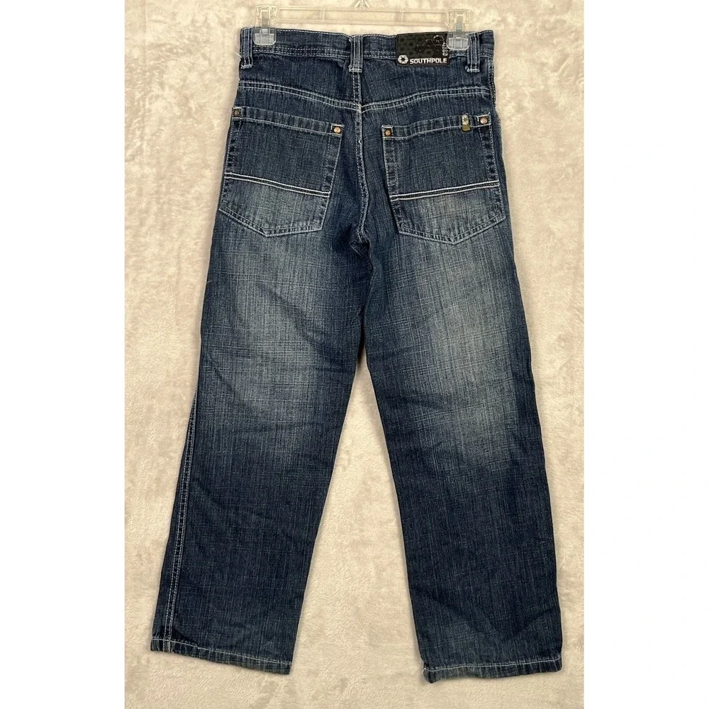 Southpole Boys Jeans Straight Leg Youth 12 Blue Trendy Faded 28x27